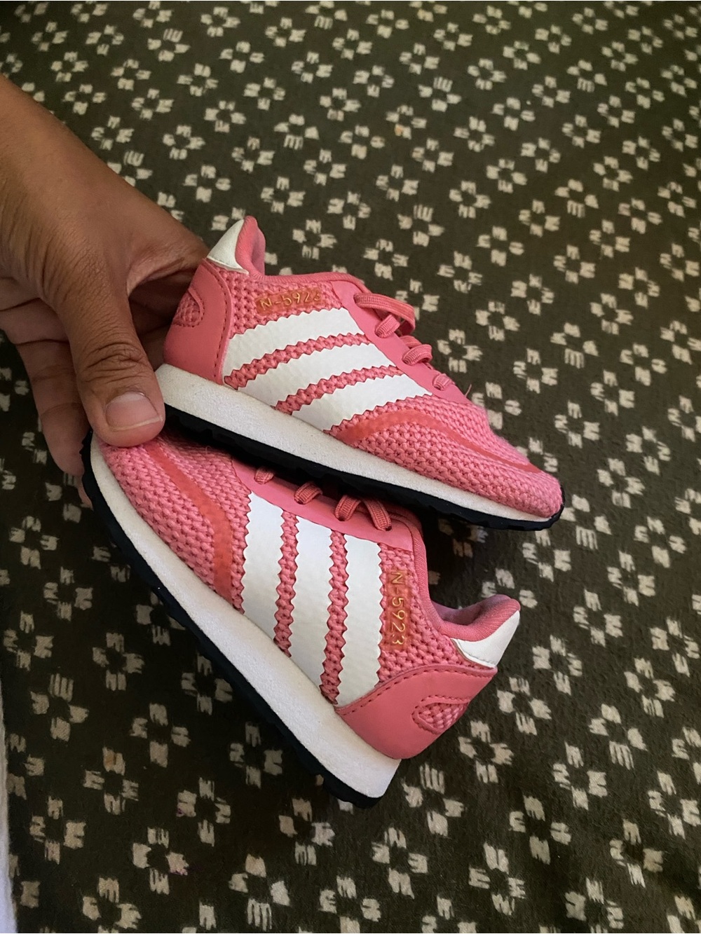adidas Pink and White Baby Walker Sneakers